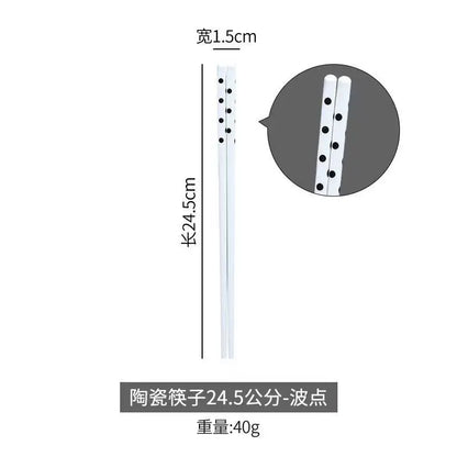 Simple Japanese-style Ceramic Chopsticks Anti-slip Mildew-proof Antibacterial Heat-resistant Bone Porcelain Chopsticks