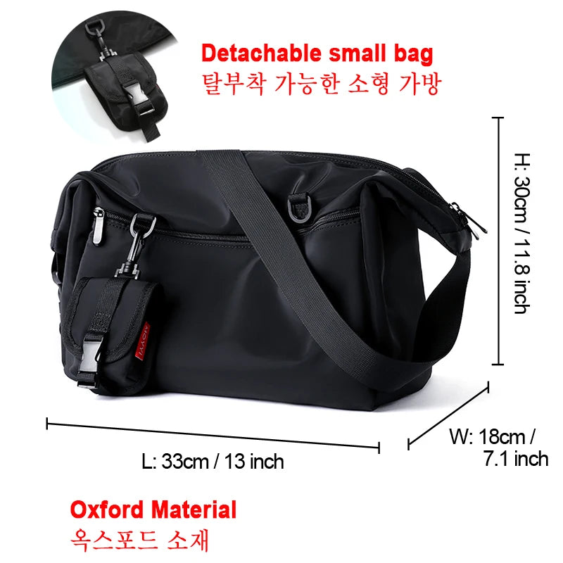 Simple Men Messenger Bag Waterproof Oxford 14 inch Laptop Shoulder Bag Casual Travel Gym Single Bag for Male