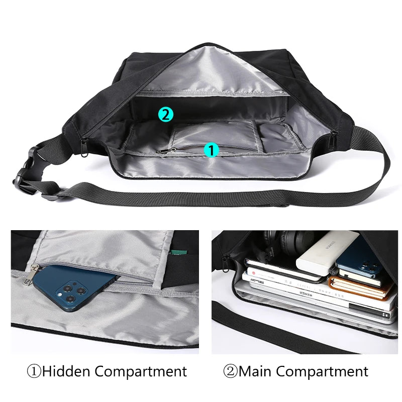 Simple Men Messenger Bag Waterproof Oxford 14 inch Laptop Shoulder Bag Casual Travel Gym Single Bag for Male