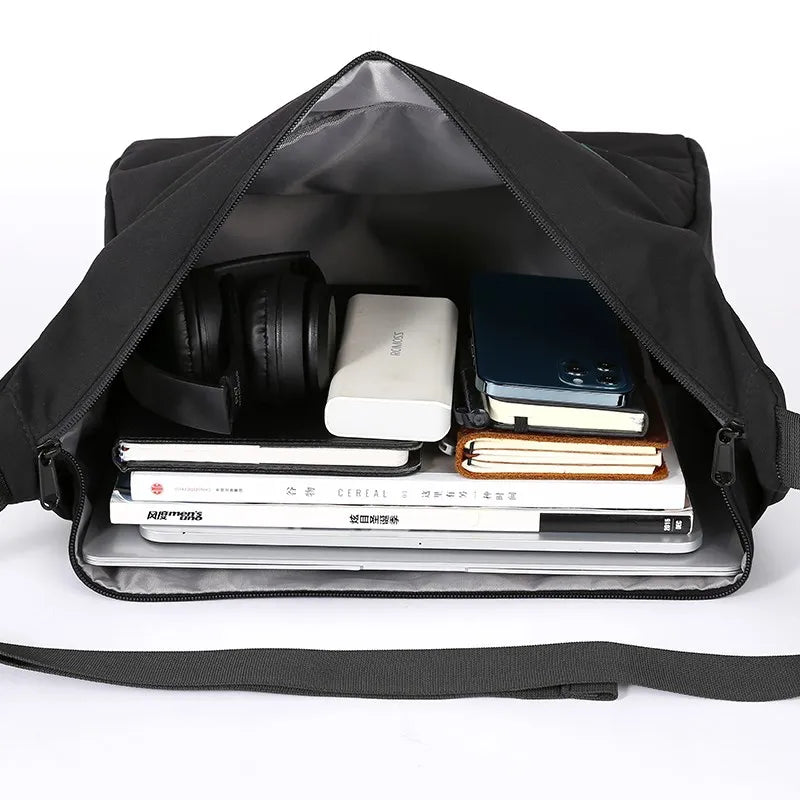 Simple Men Messenger Bag Waterproof Oxford 14 inch Laptop Shoulder Bag Casual Travel Gym Single Bag for Male