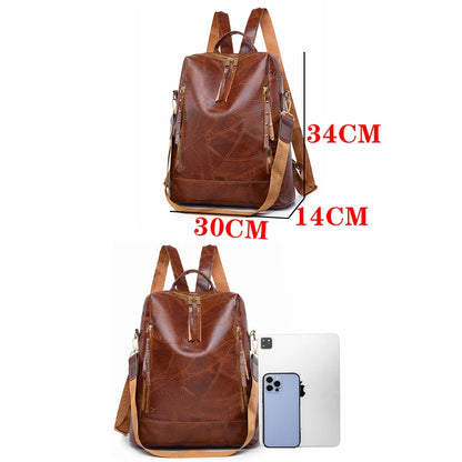 Simple Multifunctional Large Capacity Backpacks High Quality Leather Mochilas Luxury Designer Brand Women's Backpack Sac A Dos