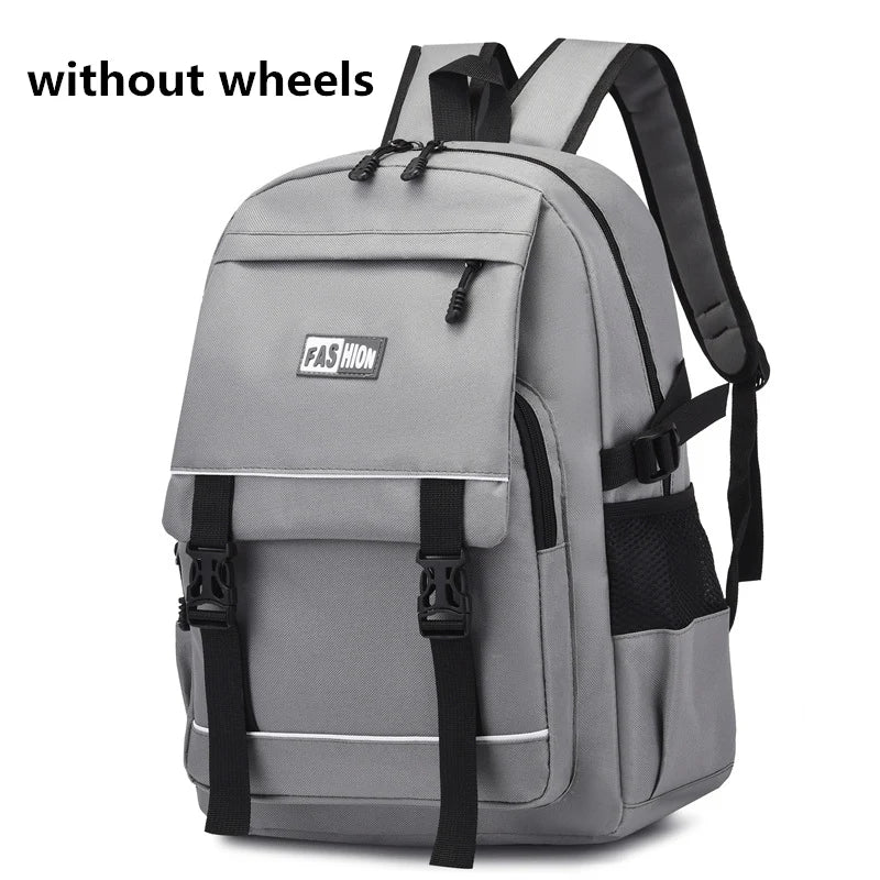 Simple Style Schoolbags Rolling Backpack for Boys Elementary Removable School Bag with Wheels Travel Trolley Bags
