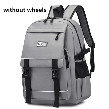 Simple Style Schoolbags Rolling Backpack for Boys Elementary Removable School Bag with Wheels Travel Trolley Bags