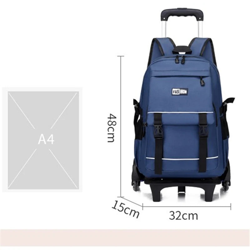 Simple Style Schoolbags Rolling Backpack for Boys Elementary Removable School Bag with Wheels Travel Trolley Bags
