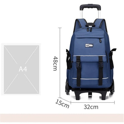 Simple Style Schoolbags Rolling Backpack for Boys Elementary Removable School Bag with Wheels Travel Trolley Bags