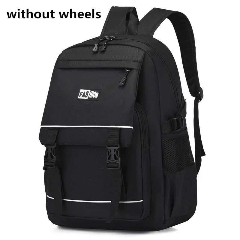 Simple Style Schoolbags Rolling Backpack for Boys Elementary Removable School Bag with Wheels Travel Trolley Bags