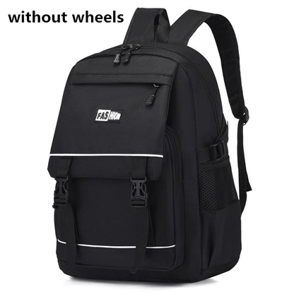 Simple Style Schoolbags Rolling Backpack for Boys Elementary Removable School Bag with Wheels Travel Trolley Bags