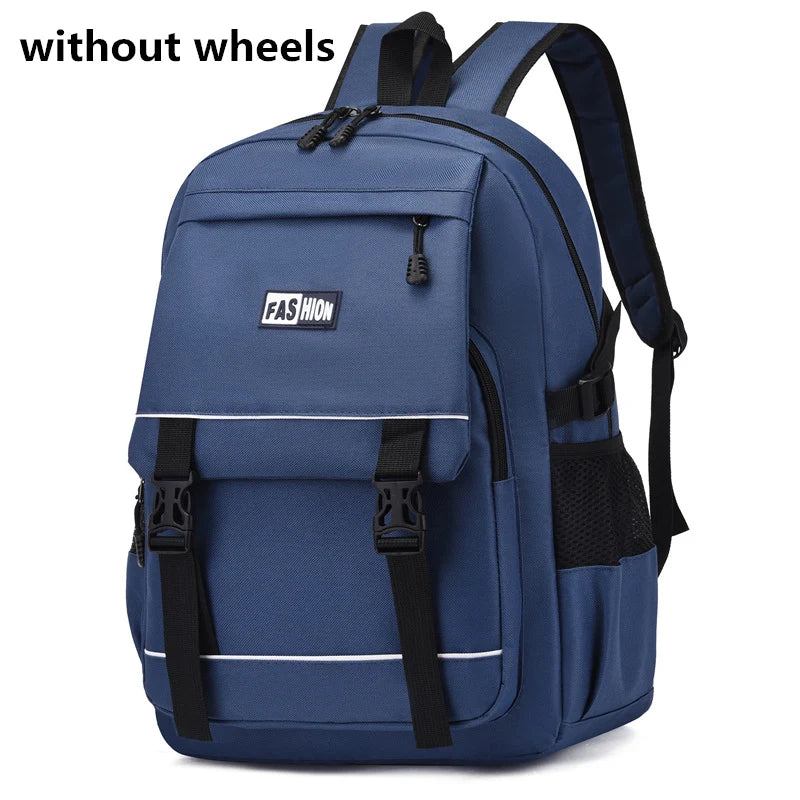 Simple Style Schoolbags Rolling Backpack for Boys Elementary Removable School Bag with Wheels Travel Trolley Bags