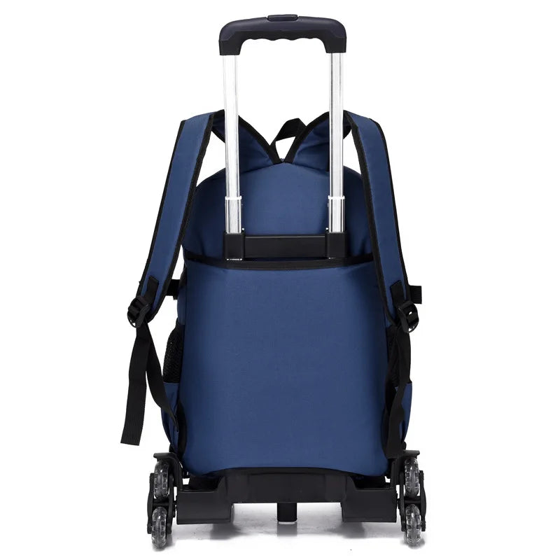 Simple Style Schoolbags Rolling Backpack for Boys Elementary Removable School Bag with Wheels Travel Trolley Bags