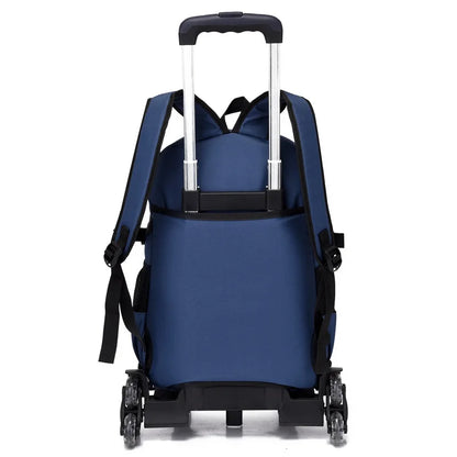 Simple Style Schoolbags Rolling Backpack for Boys Elementary Removable School Bag with Wheels Travel Trolley Bags
