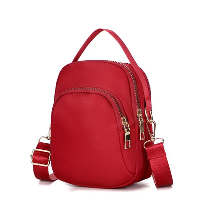 Simple Women Mini Shoulder Bag Double Zipper Small Handbags Messenger Bag Zipper Mobile Phone Pouch With Earphone Cable Hole