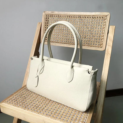 Simple Women's Tote Handbags Luxury Genuine Leather Large Capacity Retro Lichee Pattern Underarm Shoulder Bag 2024 Luxury Bolsa