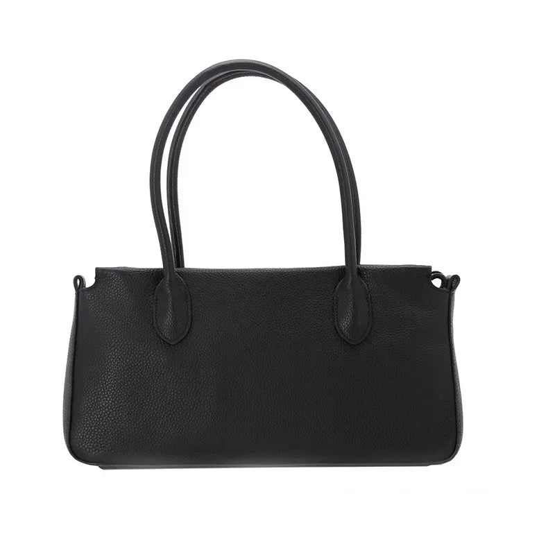 Simple Women's Tote Handbags Luxury Genuine Leather Large Capacity Retro Lichee Pattern Underarm Shoulder Bag 2024 Luxury Bolsa