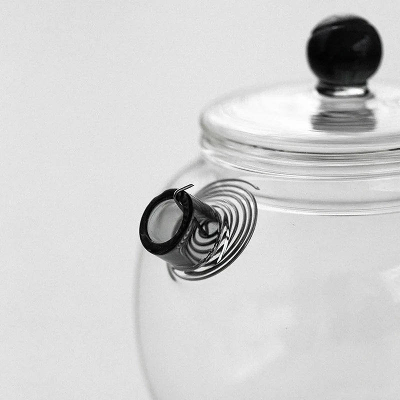 Simple and Transparent Glass Flower Teapot with Filtering Tea Pot Household Small Capacity Kung Fu Teapot Side Handle Kettle