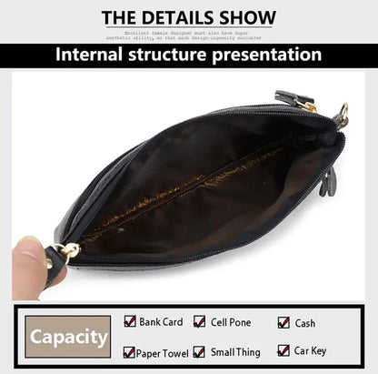 Simple design single bracelet leather long clutch double inner lining wallet mini mobile phone bag lady zipper