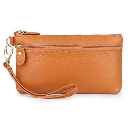 Simple design single bracelet leather long clutch double inner lining wallet mini mobile phone bag lady zipper