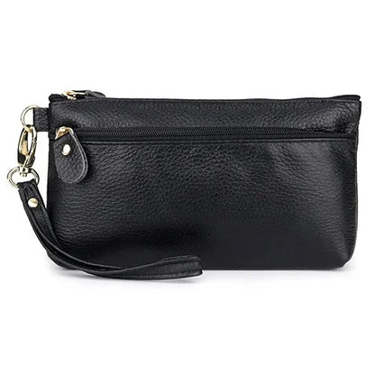 Simple design single bracelet leather long clutch double inner lining wallet mini mobile phone bag lady zipper