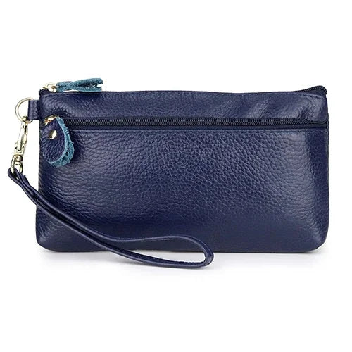 Simple design single bracelet leather long clutch double inner lining wallet mini mobile phone bag lady zipper