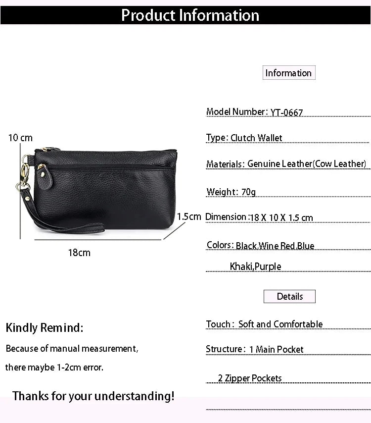 Simple design single bracelet leather long clutch double inner lining wallet mini mobile phone bag lady zipper