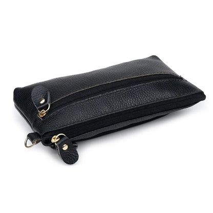 Simple design single bracelet leather long clutch double inner lining wallet mini mobile phone bag lady zipper
