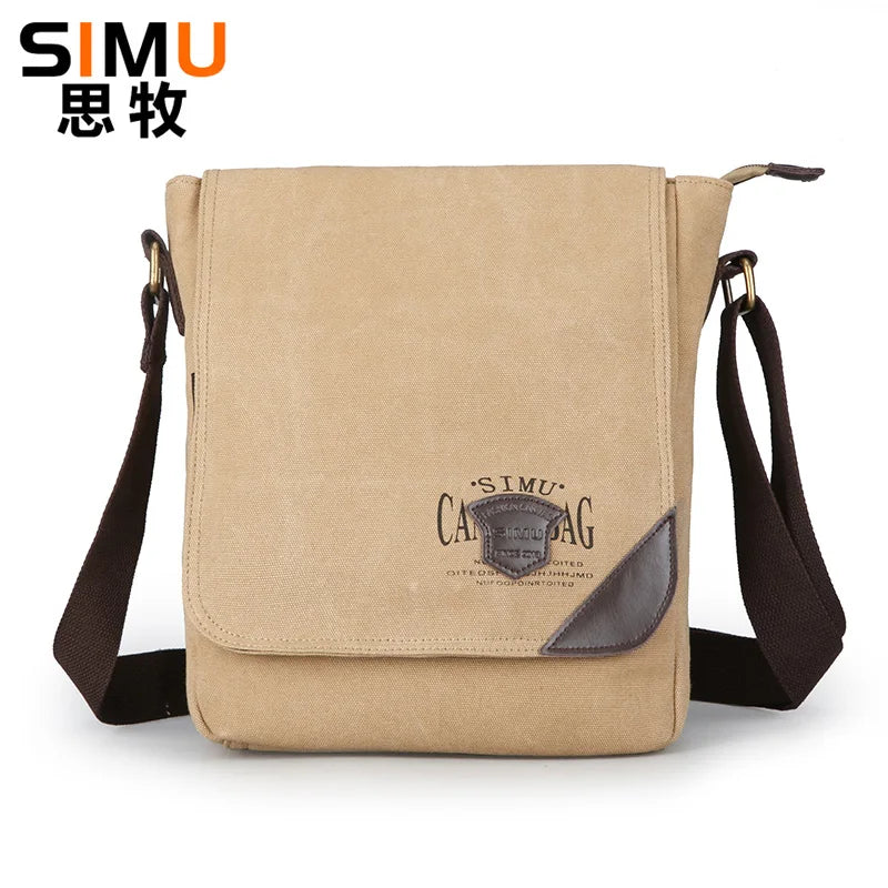 Simu Canvas Man Bag Famous Designer Vintage Male Single Shoulder Bag Daily Carry Messenger Bags School Crossbody Bag 25*9*30cm