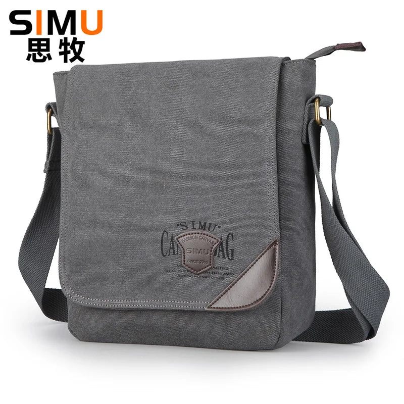 Simu Canvas Man Bag Famous Designer Vintage Male Single Shoulder Bag Daily Carry Messenger Bags School Crossbody Bag 25*9*30cm