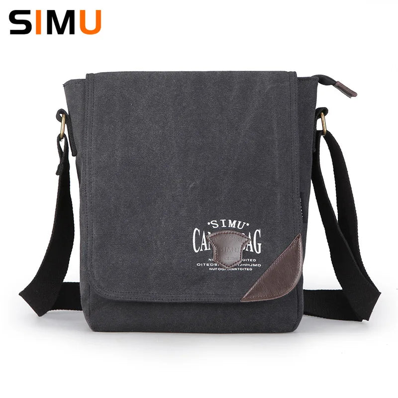 Simu Canvas Man Bag Famous Designer Vintage Male Single Shoulder Bag Daily Carry Messenger Bags School Crossbody Bag 25*9*30cm