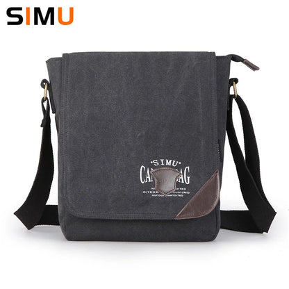 Simu Canvas Man Bag Famous Designer Vintage Male Single Shoulder Bag Daily Carry Messenger Bags School Crossbody Bag 25*9*30cm