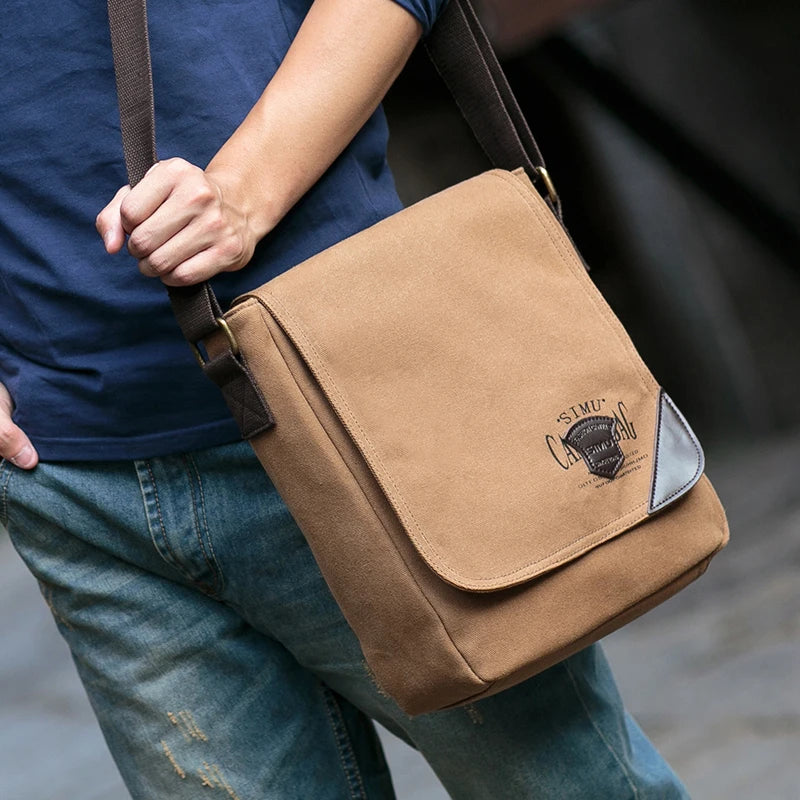 Simu Canvas Man Bag Famous Designer Vintage Male Single Shoulder Bag Daily Carry Messenger Bags School Crossbody Bag 25*9*30cm