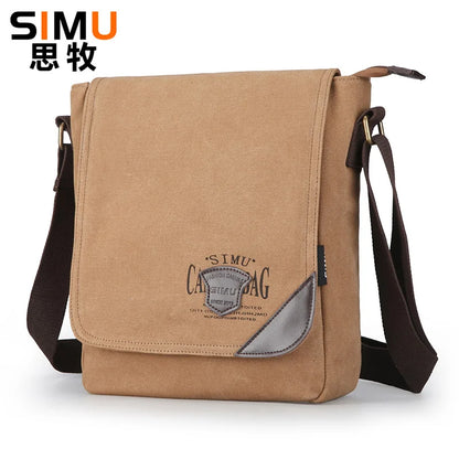 Simu Canvas Man Bag Famous Designer Vintage Male Single Shoulder Bag Daily Carry Messenger Bags School Crossbody Bag 25*9*30cm