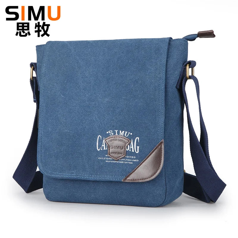 Simu Canvas Man Bag Famous Designer Vintage Male Single Shoulder Bag Daily Carry Messenger Bags School Crossbody Bag 25*9*30cm
