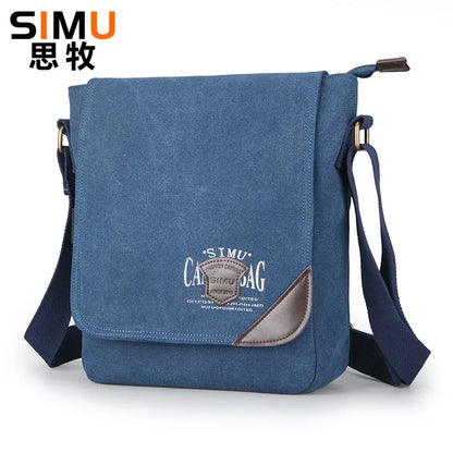 Simu Canvas Man Bag Famous Designer Vintage Male Single Shoulder Bag Daily Carry Messenger Bags School Crossbody Bag 25*9*30cm