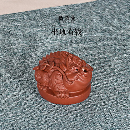 Sitting on the Ground to Make Money Purple Sand Golden Toad Lucky Tea Ornaments Tea Tray Ornament Accessories Raw Ore Dahongpao