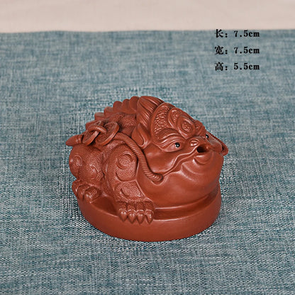 Sitting on the Ground to Make Money Purple Sand Golden Toad Lucky Tea Ornaments Tea Tray Ornament Accessories Raw Ore Dahongpao
