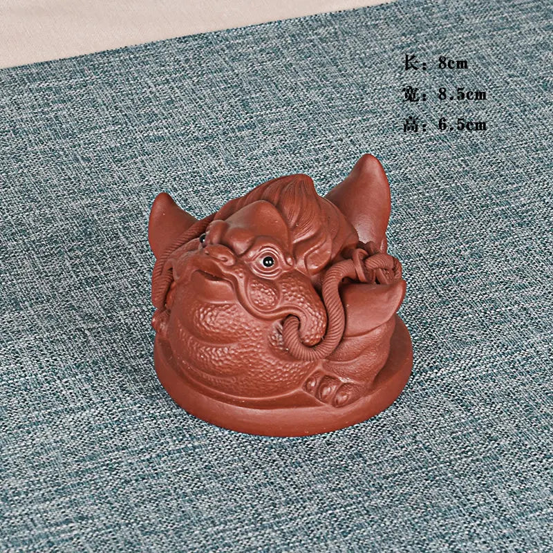 Sitting on the Ground to Make Money Purple Sand Golden Toad Lucky Tea Ornaments Tea Tray Ornament Accessories Raw Ore Dahongpao