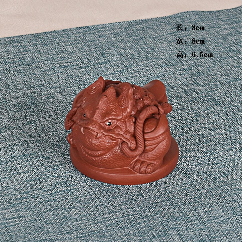Sitting on the Ground to Make Money Purple Sand Golden Toad Lucky Tea Ornaments Tea Tray Ornament Accessories Raw Ore Dahongpao