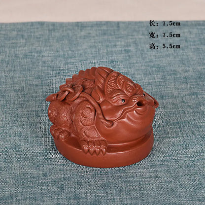 Sitting on the Ground to Make Money Purple Sand Golden Toad Lucky Tea Ornaments Tea Tray Ornament Accessories Raw Ore Dahongpao