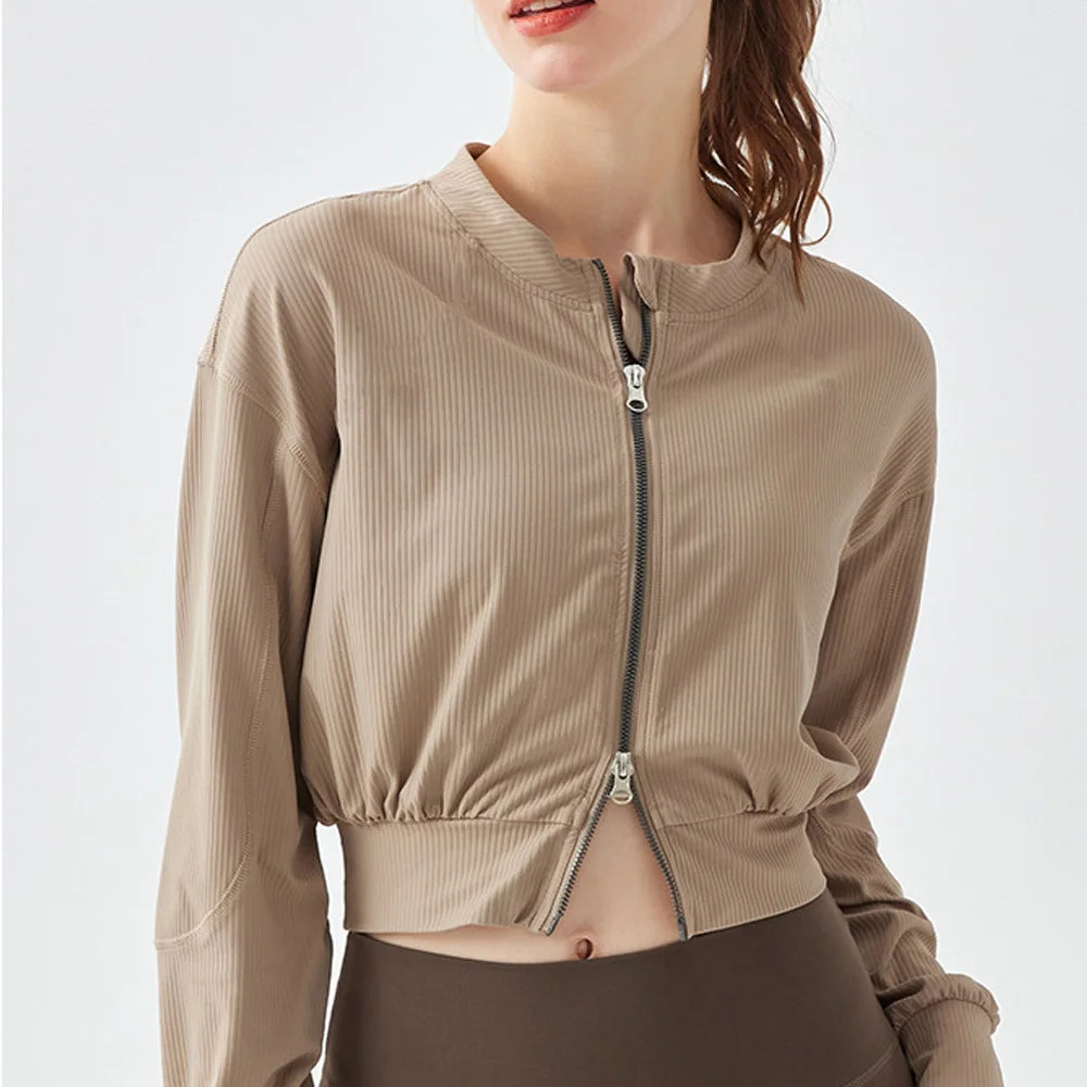 Size XXS/2  XS/4  S/6  M/8 .Please use this size; XXS/2 XS/4 S/6 M/8 Jacket Women Zip Fitness Top Running Coats Workout Clothes