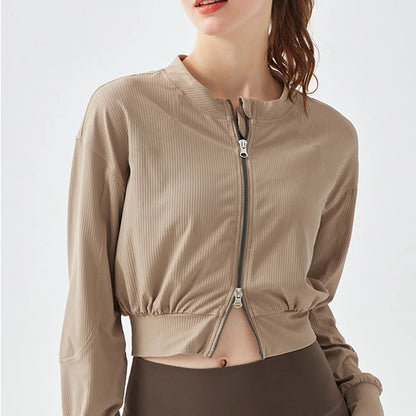 Size XXS/2  XS/4  S/6  M/8 .Please use this size; XXS/2 XS/4 S/6 M/8 Jacket Women Zip Fitness Top Running Coats Workout Clothes