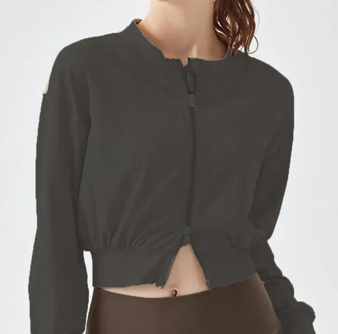 Size XXS/2  XS/4  S/6  M/8 .Please use this size; XXS/2 XS/4 S/6 M/8 Jacket Women Zip Fitness Top Running Coats Workout Clothes