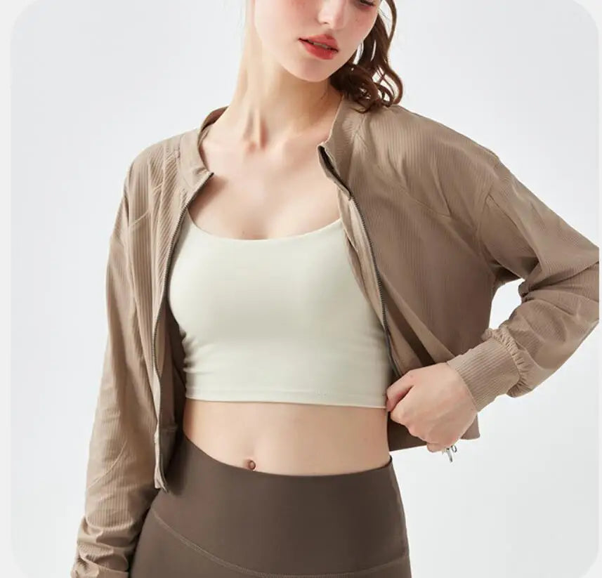 Size XXS/2  XS/4  S/6  M/8 .Please use this size; XXS/2 XS/4 S/6 M/8 Jacket Women Zip Fitness Top Running Coats Workout Clothes