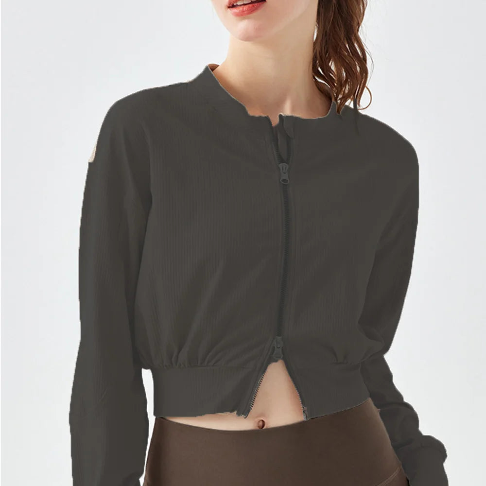 Size XXS/2  XS/4  S/6  M/8 .Please use this size; XXS/2 XS/4 S/6 M/8 Jacket Women Zip Fitness Top Running Coats Workout Clothes