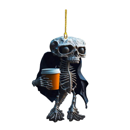 Skeleton Ornament Bone Figurines Pendant Creative Cool Sculpture Handicraft Desktop Car Ornament Living Room Bookcase Decoration