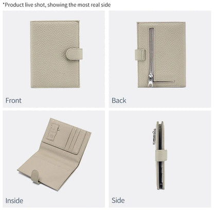 Slim RFID Blocking Leather Holder Travel Bifold Wallet for Men and Women Coin Purse Passport Cover with Snap Closure