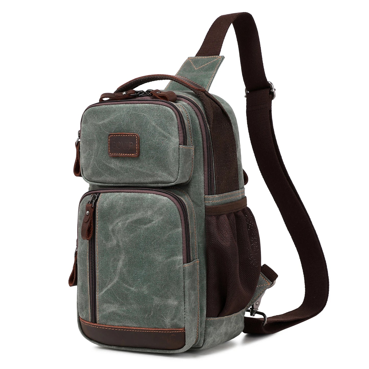 Sling Bag for Men, Waterproof Waxed Canvas Crossbody Bag Chest Bag Casual Daypack shoulder bag Sling Backpack