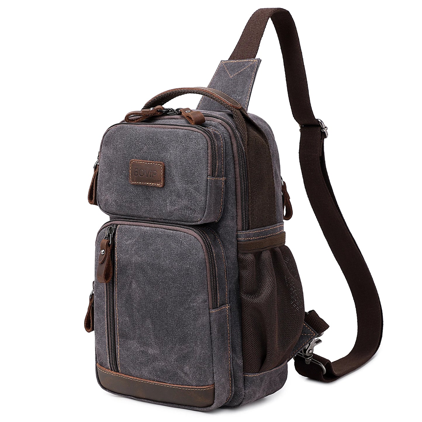 Sling Bag for Men, Waterproof Waxed Canvas Crossbody Bag Chest Bag Casual Daypack shoulder bag Sling Backpack