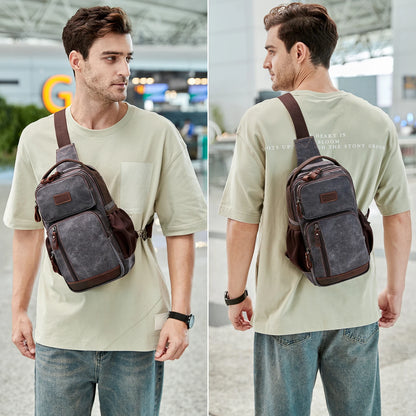Sling Bag for Men, Waterproof Waxed Canvas Crossbody Bag Chest Bag Casual Daypack shoulder bag Sling Backpack