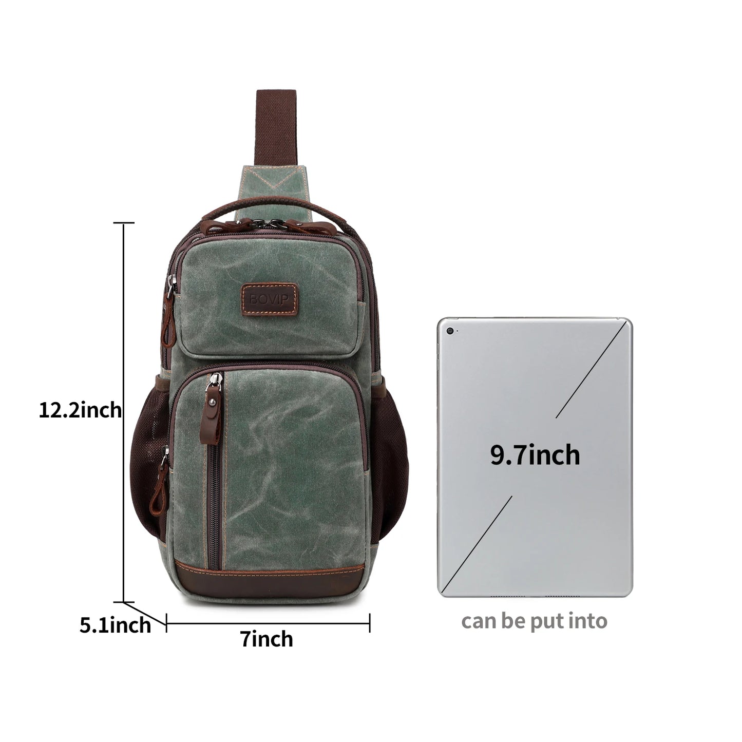 Sling Bag for Men, Waterproof Waxed Canvas Crossbody Bag Chest Bag Casual Daypack shoulder bag Sling Backpack