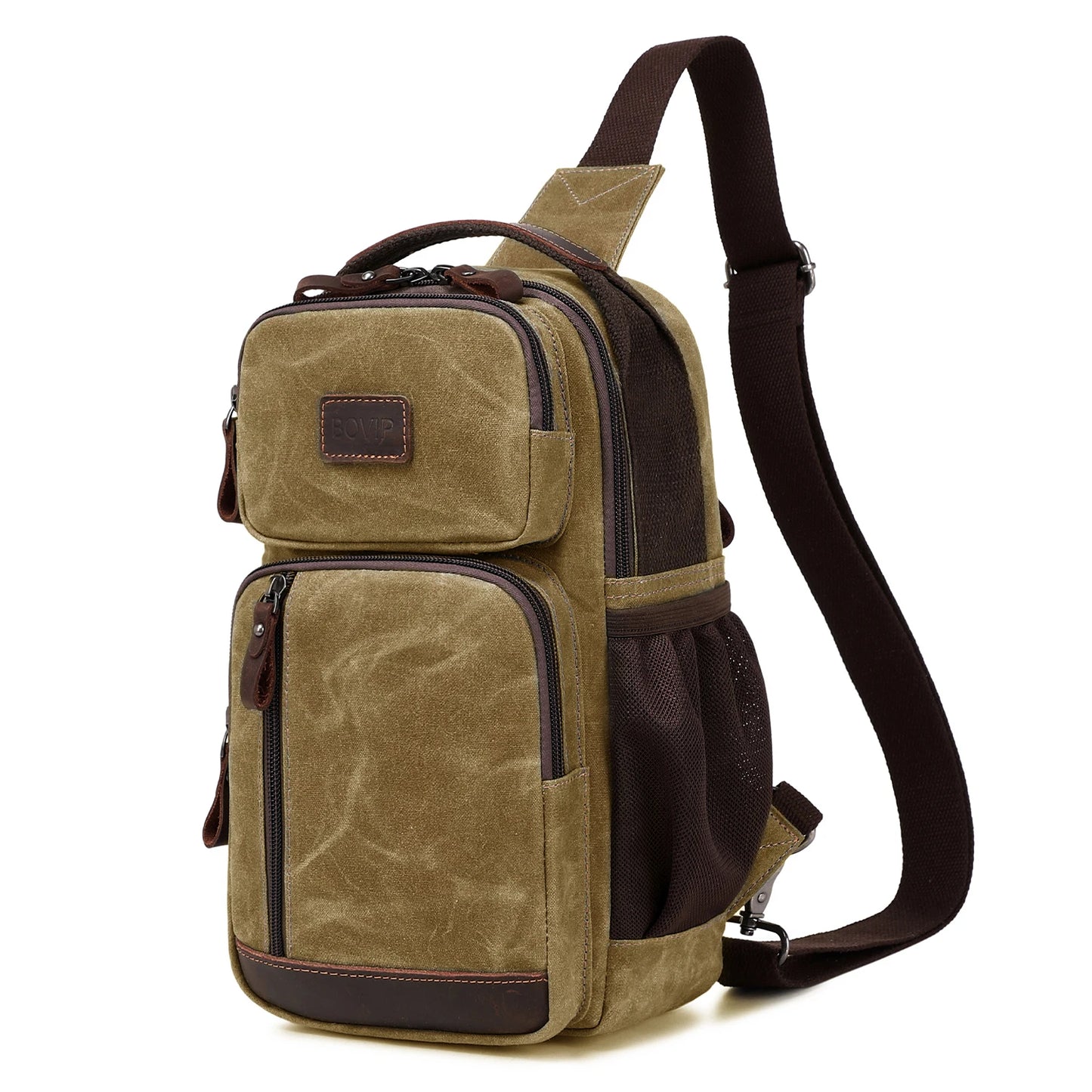 Sling Bag for Men, Waterproof Waxed Canvas Crossbody Bag Chest Bag Casual Daypack shoulder bag Sling Backpack