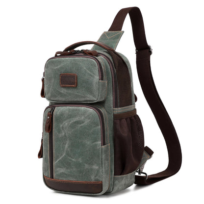 Sling Bag for Men, Waterproof Waxed Canvas Crossbody Bag Chest Bag Casual Daypack shoulder bag Sling Backpack